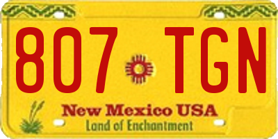 NM license plate 807TGN