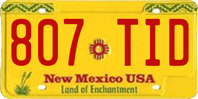 NM license plate 807TID