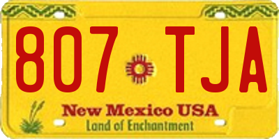 NM license plate 807TJA