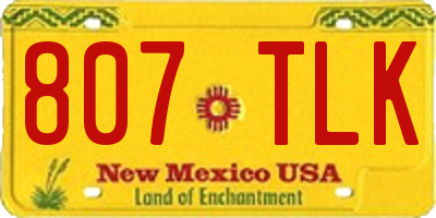 NM license plate 807TLK