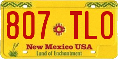 NM license plate 807TLO