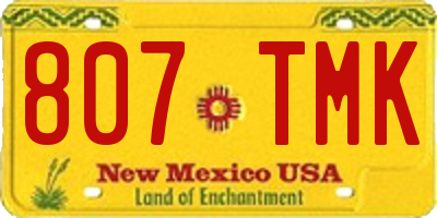 NM license plate 807TMK