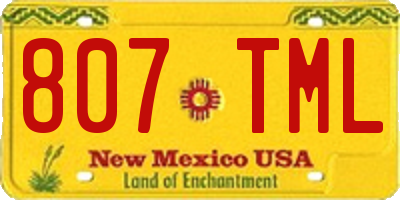 NM license plate 807TML