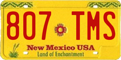 NM license plate 807TMS