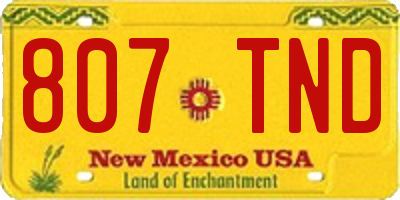 NM license plate 807TND