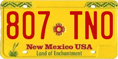NM license plate 807TNO