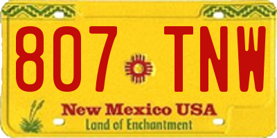 NM license plate 807TNW