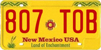 NM license plate 807TOB
