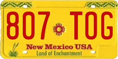 NM license plate 807TOG