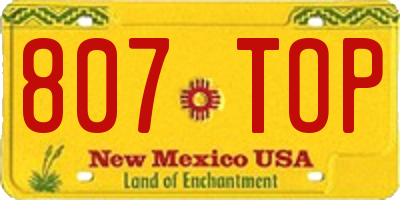 NM license plate 807TOP
