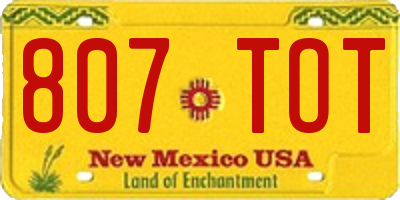 NM license plate 807TOT