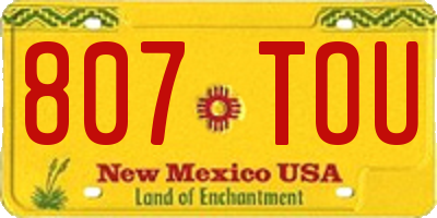 NM license plate 807TOU