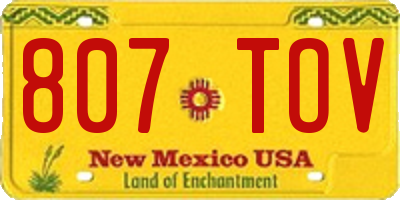 NM license plate 807TOV