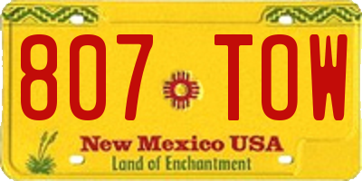 NM license plate 807TOW