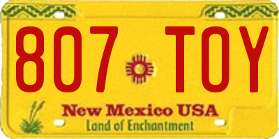 NM license plate 807TOY