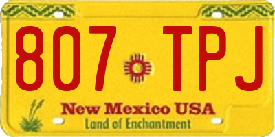 NM license plate 807TPJ