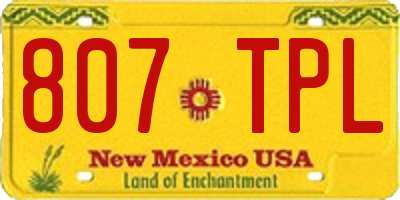 NM license plate 807TPL