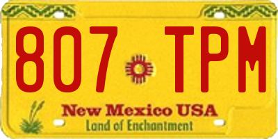NM license plate 807TPM