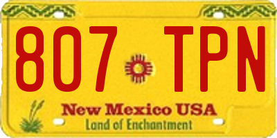 NM license plate 807TPN