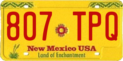 NM license plate 807TPQ