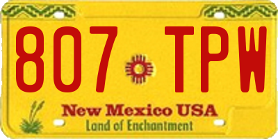 NM license plate 807TPW