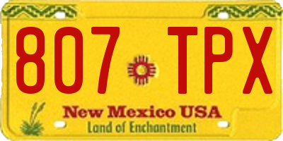 NM license plate 807TPX