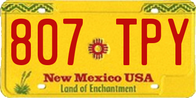 NM license plate 807TPY