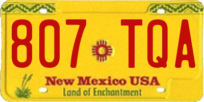 NM license plate 807TQA