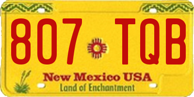 NM license plate 807TQB