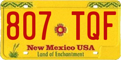 NM license plate 807TQF