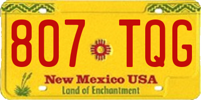 NM license plate 807TQG