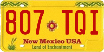 NM license plate 807TQI