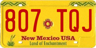 NM license plate 807TQJ