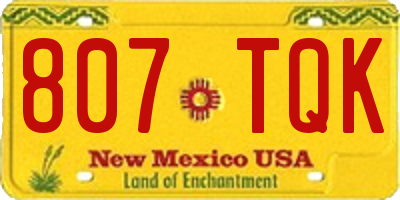 NM license plate 807TQK