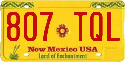 NM license plate 807TQL