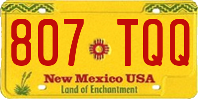 NM license plate 807TQQ