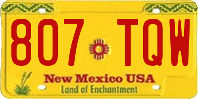 NM license plate 807TQW