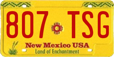 NM license plate 807TSG