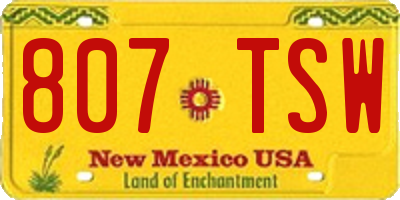 NM license plate 807TSW
