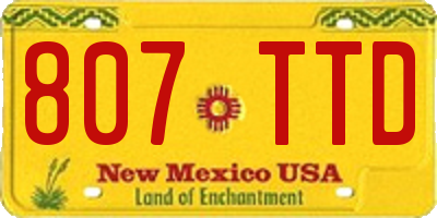 NM license plate 807TTD