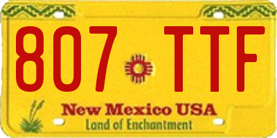 NM license plate 807TTF