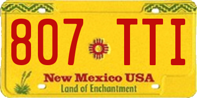 NM license plate 807TTI