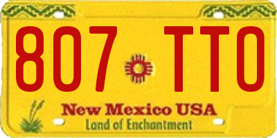 NM license plate 807TTO