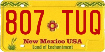 NM license plate 807TUQ