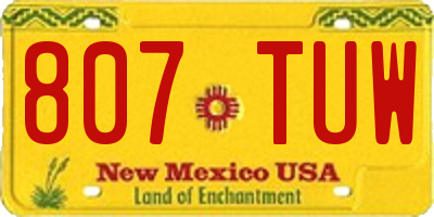 NM license plate 807TUW