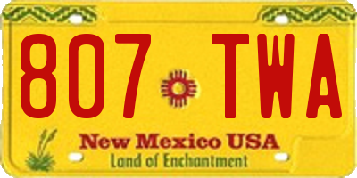 NM license plate 807TWA