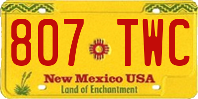 NM license plate 807TWC