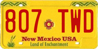 NM license plate 807TWD