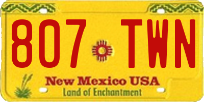 NM license plate 807TWN