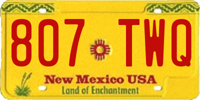 NM license plate 807TWQ
